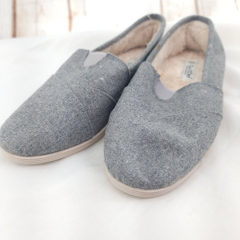 Twisted Womens Mason 2 Gray Faux Fur Lined Round Toe Flat Slippers Size 10